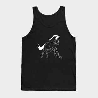 White line art running horse 2 Tank Top